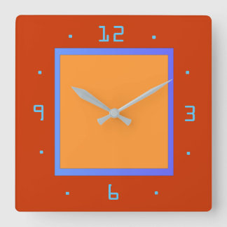 Reloj Cuadrado Amarillo rojo y óvulo con guarnecido azul > Reloje