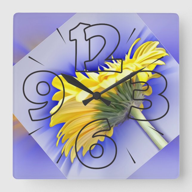 Reloj Cuadrado Amarillo y azul (Anverso)