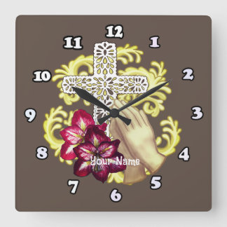 Reloj Cuadrado Amaryllis Cross Christian