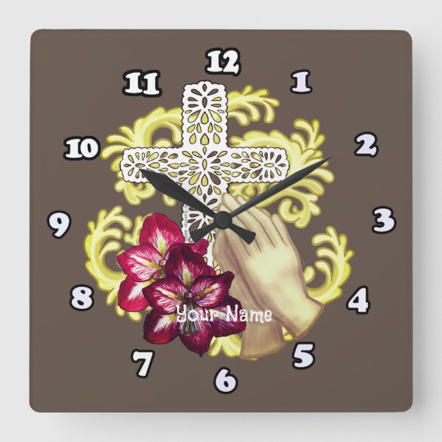Reloj Cuadrado Amaryllis Cross Cristiano  (Anverso)
