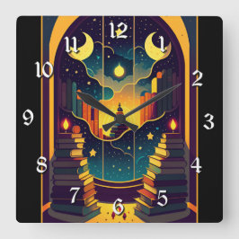 Reloj Cuadrado Ámbito Mágico De Los Libros
