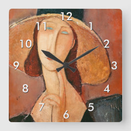 Reloj Cuadrado Amedeo Modigliani - Jeanne Hebuterne en gran Gorra
