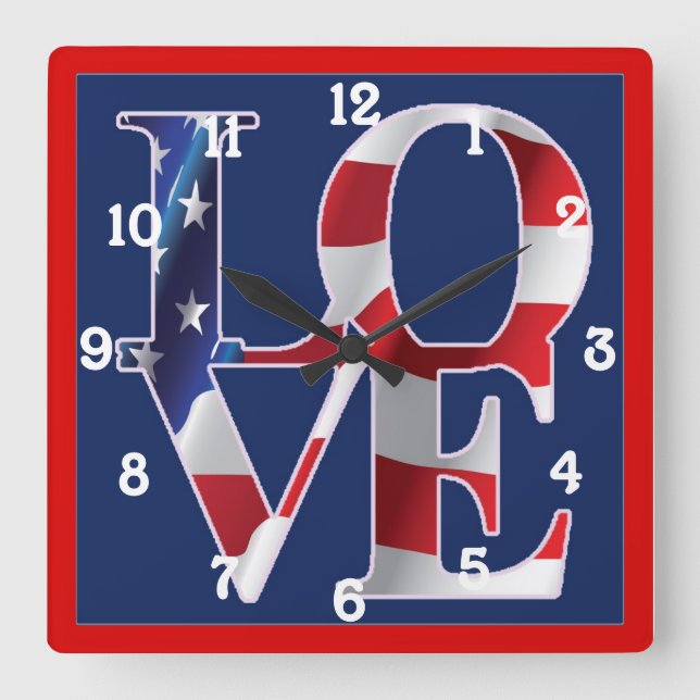 Reloj Cuadrado América de amor patriótico (Anverso)