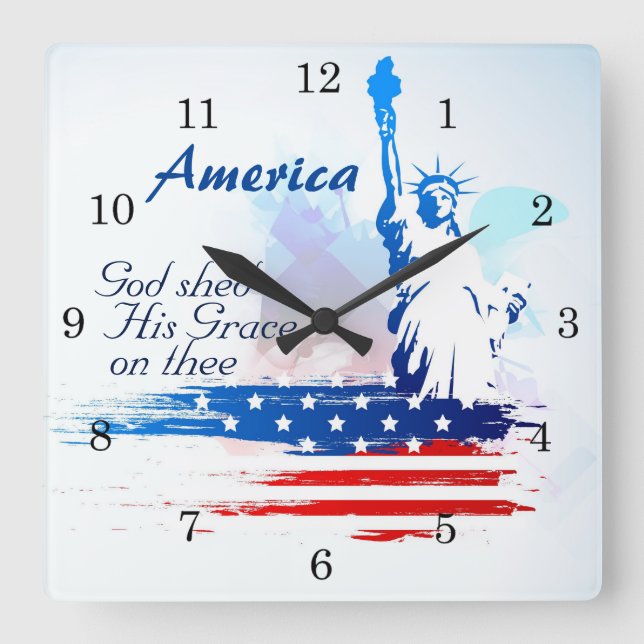 Reloj Cuadrado America God Shed His Grace on Thee, Patriotic (Anverso)