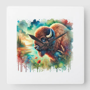 Reloj Cuadrado American Bison 130724AREF110 - Watercolor