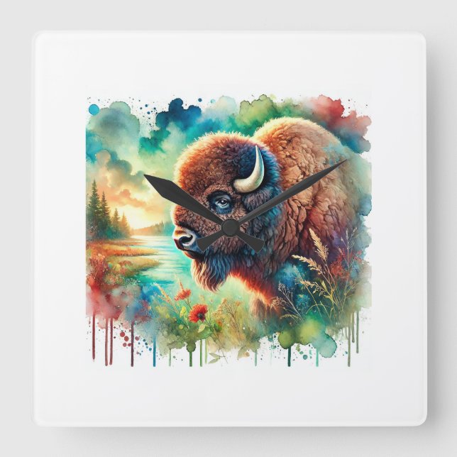 Reloj Cuadrado American Bison 130724AREF110 - Watercolor (Anverso)