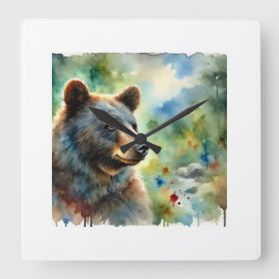 Reloj Cuadrado American Black Bear Watercolor 091024AREF120 - Wat