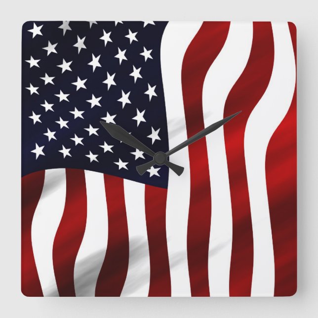 Reloj Cuadrado American Flag Patriotic Independence Day (Anverso)