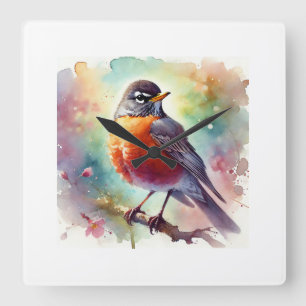 Reloj Cuadrado American Robin 010924AREF111 - Watercolor