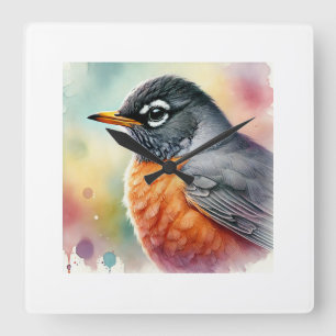 Reloj Cuadrado American Robin 260824AREF105 - Watercolor