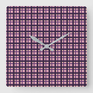 Reloj Cuadrado Amethyopie Peach Pink Purple Lilac Stripe Plantado