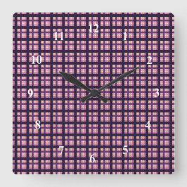 Reloj Cuadrado Amethyopie Peach Pink Purple Lilac Stripe Plantado