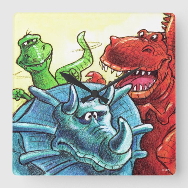 Reloj Cuadrado Amigos de Dinosaur (Anverso)