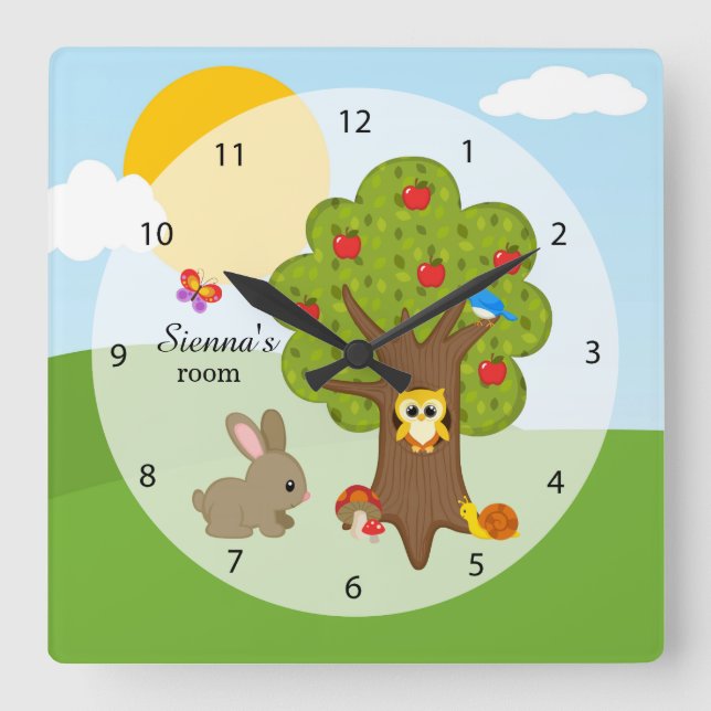 Reloj Cuadrado Amigos de la selva (Anverso)