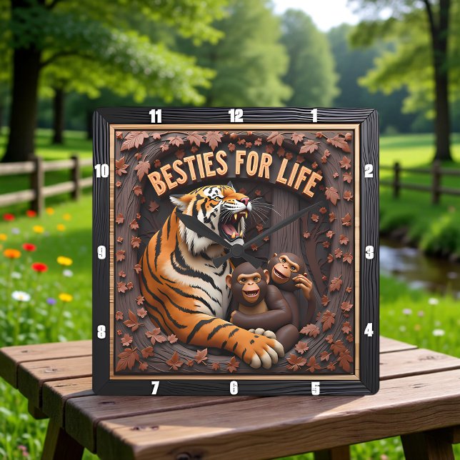 Reloj Cuadrado Amigos Íntimos Tigre Mono (Subido por el creador)
