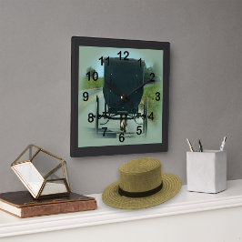 Reloj Cuadrado Amish Buggy Wall Clock