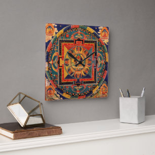 Reloj Cuadrado Amitayus Mandala Wall Clock