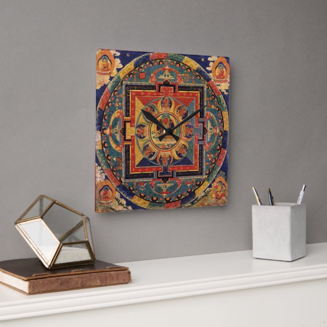 Reloj Cuadrado Amitayus Mandala Wall Clock (Oficina)