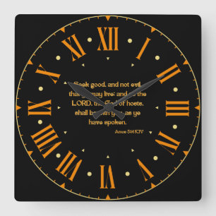 Reloj Cuadrado Ammos 5:14 Biblia KJV frente a número romano II