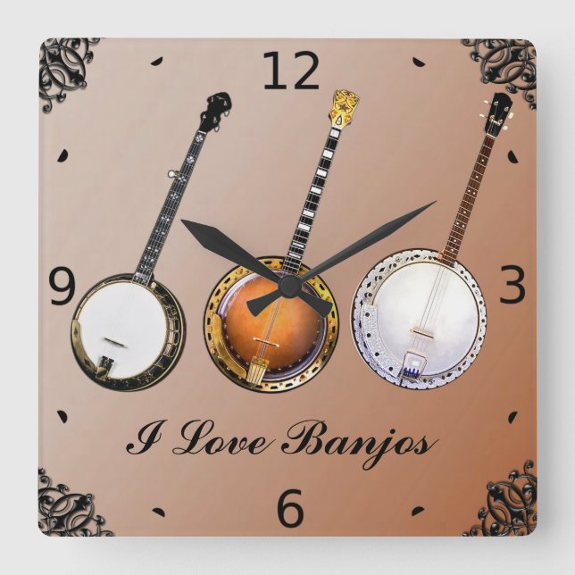 RELOJ CUADRADO AMO A BANJOS (Anverso)