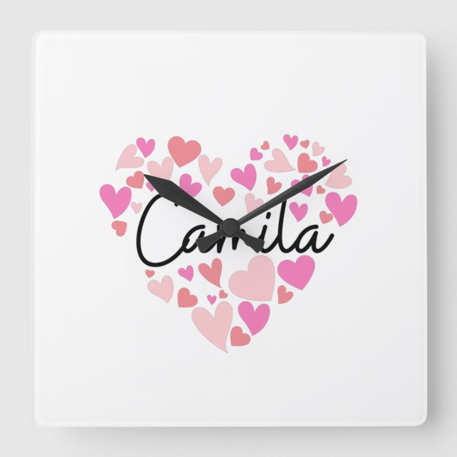 Reloj Cuadrado Amo a Camila (Anverso)