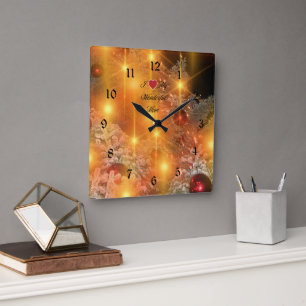 Reloj Cuadrado Amo A Mamá, Navidades Dorados,