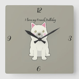 Reloj Cuadrado Amo a mi Bulldog Francés