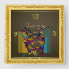 Reloj Cuadrado Amo a mi gato