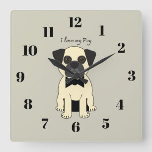 Reloj Cuadrado Amo a mi Pug