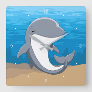 Reloj Cuadrado Amo el Bottlenose lindo de los delfínes