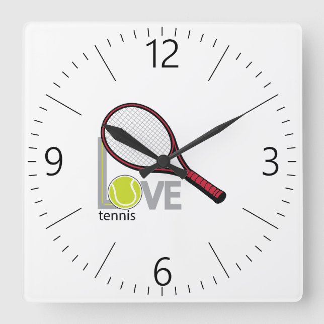 Reloj Cuadrado Amo el tenis (Anverso)