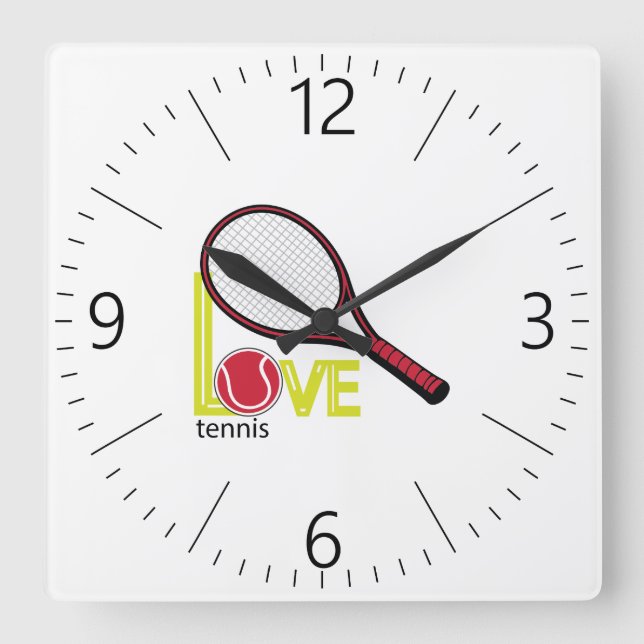 Reloj Cuadrado Amo el tenis (Anverso)
