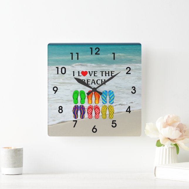 Reloj Cuadrado Amo la Playa,  (Hogar)