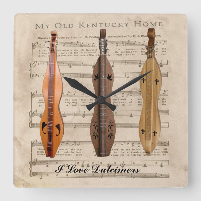 RELOJ CUADRADO AMO LOS DULCIMERS (Anverso)