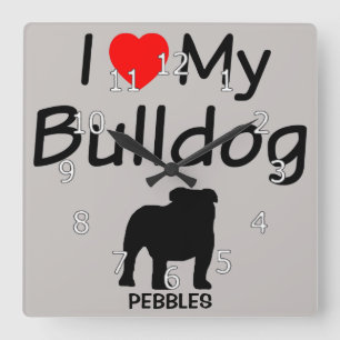 Reloj Cuadrado Amo mi bulldog