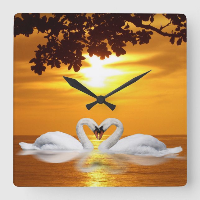 Reloj Cuadrado Amor a los cisnes (Anverso)