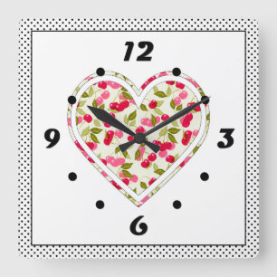 Reloj Cuadrado Amor, bayas, cereza