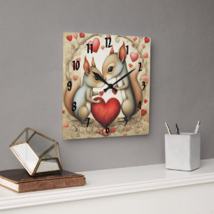 Reloj Cuadrado Amor de ardilla 1