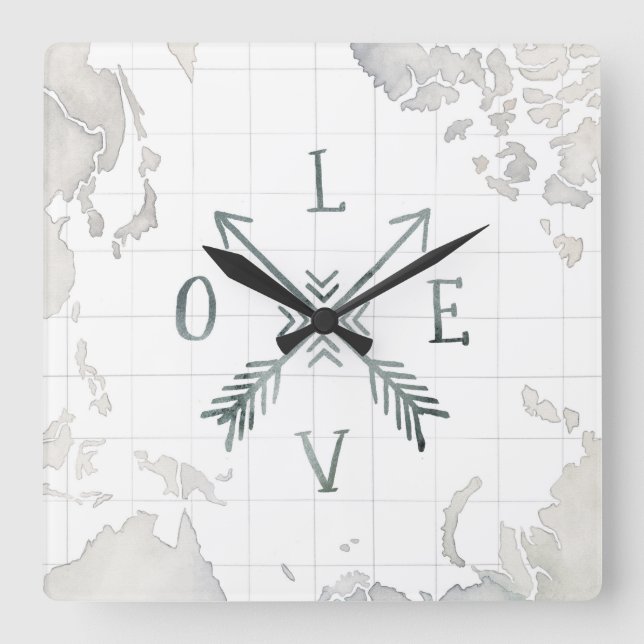 Reloj Cuadrado Amor de la aventura III el | del Wanderlust de la (Anverso)