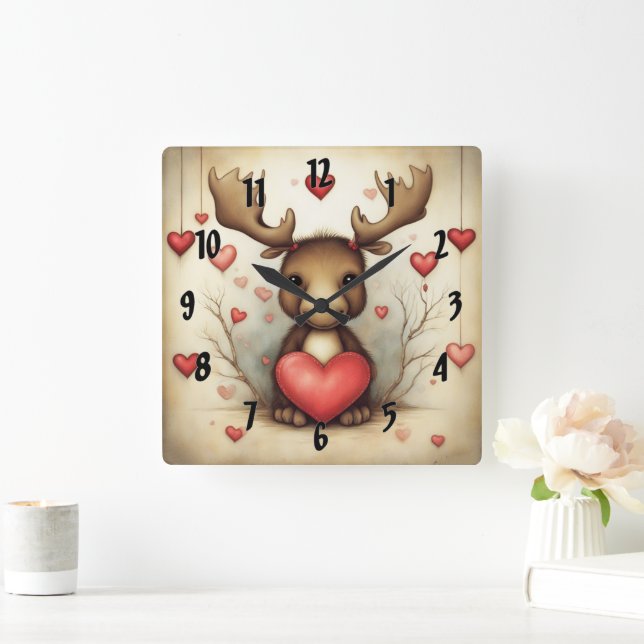 Reloj Cuadrado Amor de Moose 1 (Hogar)