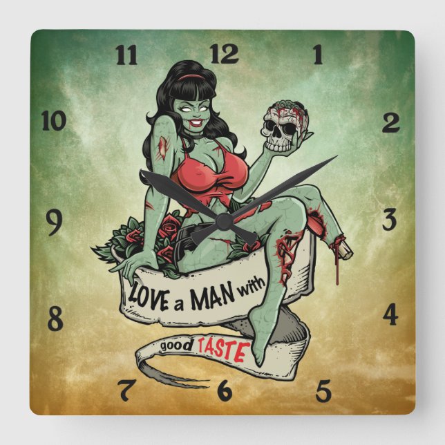 Reloj Cuadrado Amor del zombi (Anverso)