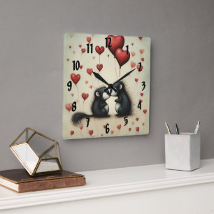 Reloj Cuadrado Amor del zorrillo 1