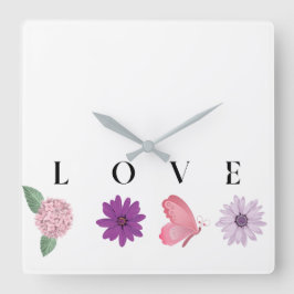 Reloj Cuadrado Amor Floral Regalo Romántico de San Valentín, Deco