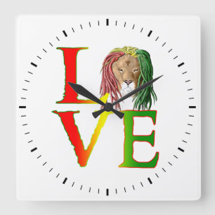 Reloj Cuadrado Amor jamaicano del reggae del león de Rasta