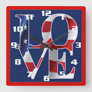 Reloj Cuadrado Amor Patriótico Bandera Americana