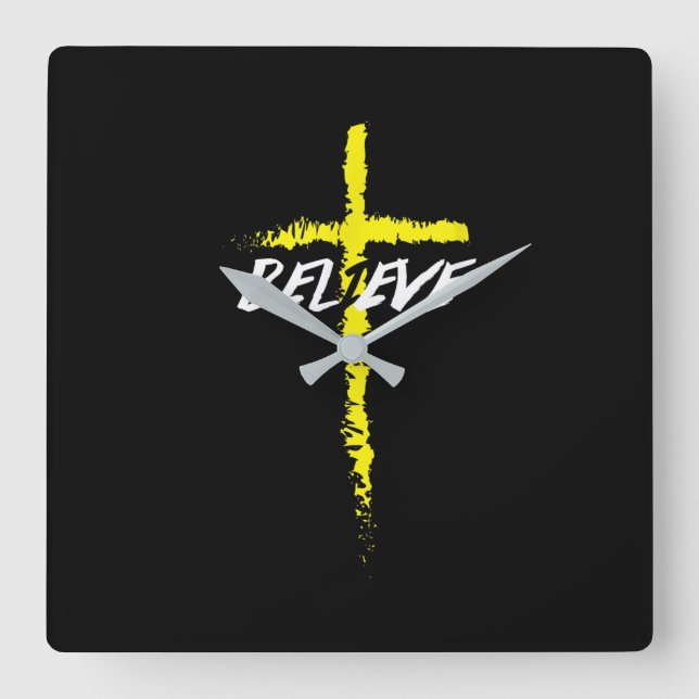 Reloj Cuadrado Amor por Dios | Creer la religión de la cruz de Je (Anverso)