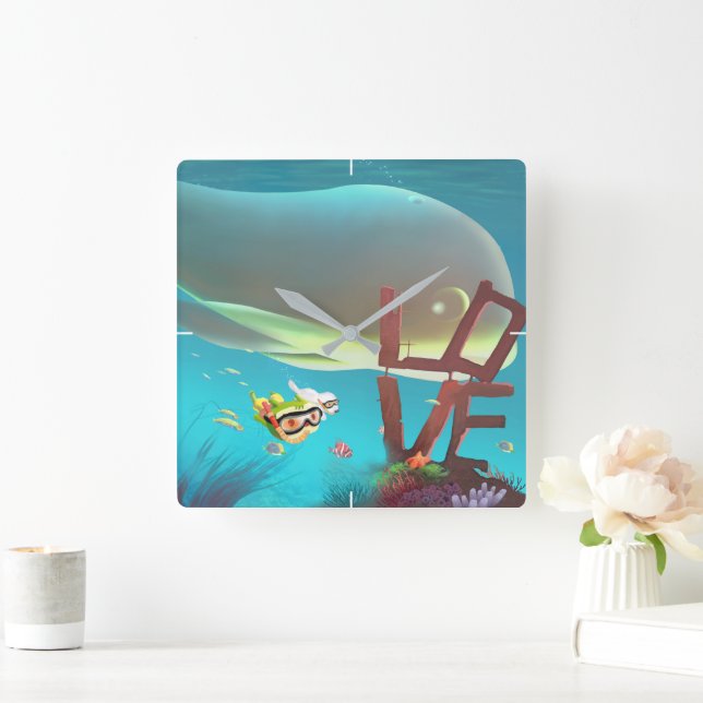 Reloj Cuadrado Amor submarino (Hogar)