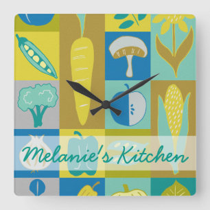 Reloj Cuadrado Añada sus bloques conocidos del Veggie del II