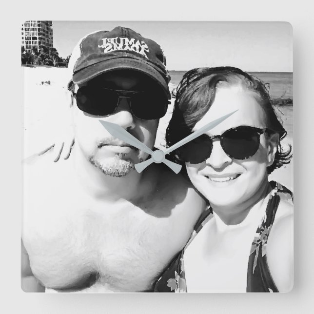 Reloj Cuadrado Añadir la pareja personalizada de imágenes (Anverso)