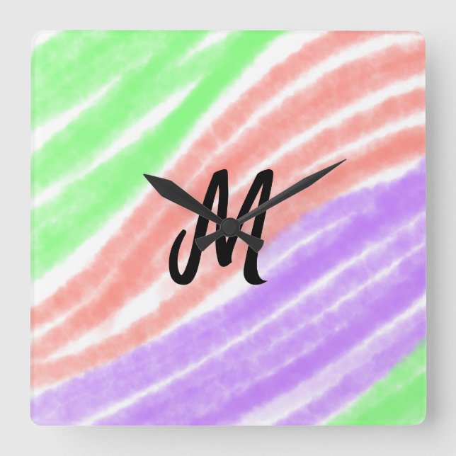 Reloj Cuadrado Añadir su nombre Personalizar de texto simple mono (Anverso)